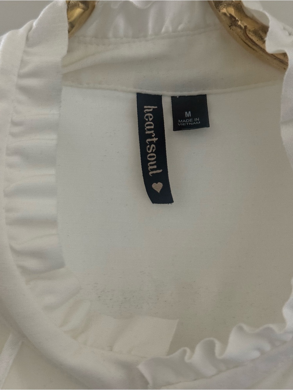 HeartSoul Cream Colored Ruffle Front Puff Sleeve Blouse - NEW Without Tags - Picture 3 of 5